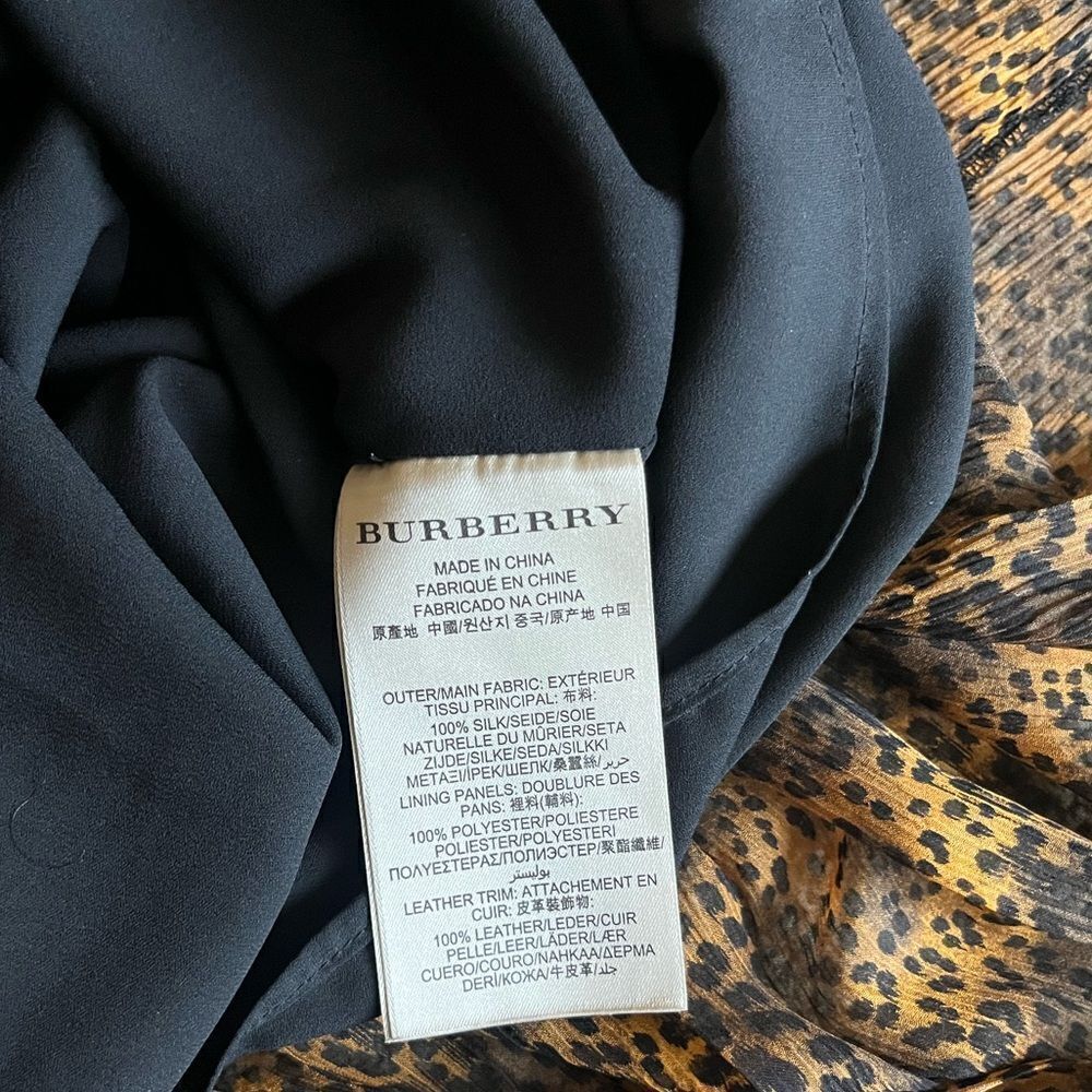 Burberry Brit Leopard Print Mulberry Silk Front Zip Dress - Picture 9 of 10